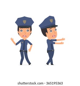 Crazy and Deranged Character Constabulary in strange pose under hypnosis. for use in presentations, etc.