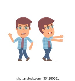 Crazy and Deranged Character Freelancer in strange pose under hypnosis. for use in presentations, etc.