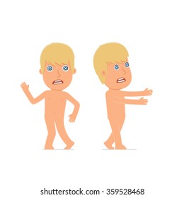 Crazy and Deranged Character Naked Man in strange pose under hypnosis. for use in presentations, etc.