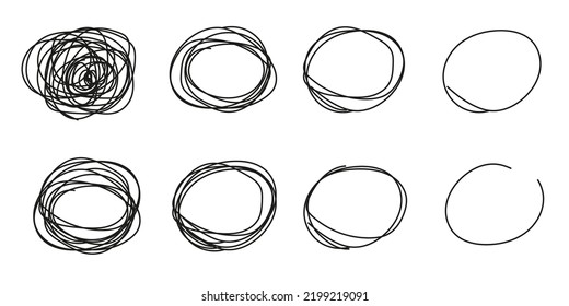 Crazy dirty line. Freehand drawing. Black and white abstract doodles, chaos doodles. A set of dirty ball symbols connected by a line. Vector illustration