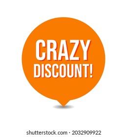 Crazy Discount Shopping Speech Icon Label Design Vector