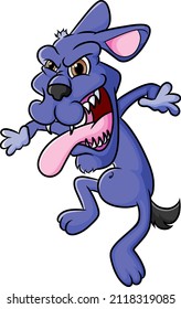 The crazy dog is jumping with the tongue out of illustration