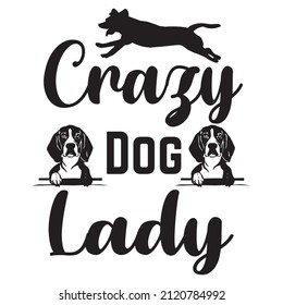 Crazy Dog Lady t-shirt design, vector file.