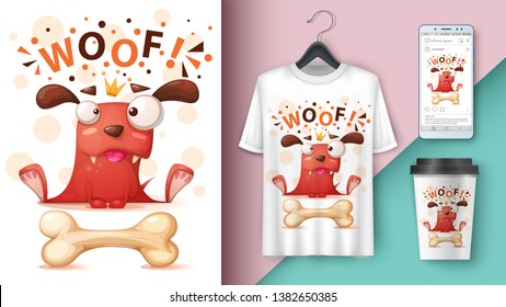 Crazy dog - mockup for your idea. Vector eps 10