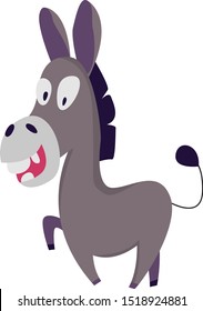 Crazy donkey, illustration, vector on white background.