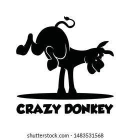 Crazy Donkey Silhouette Vector Illustration