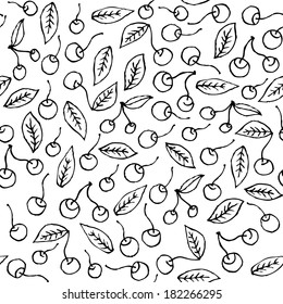 Crazy doodle cherry seamless background
