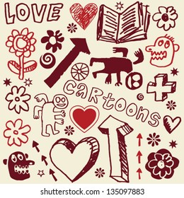 crazy doodle set, hand drawn design elements