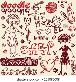 crazy doodle set, hand drawn design elements