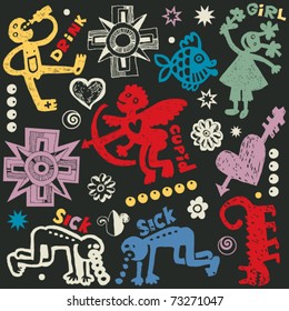 crazy doodle set, hand drawn design elements