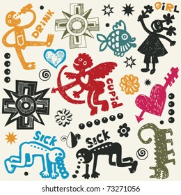 crazy doodle set, hand drawn design elements