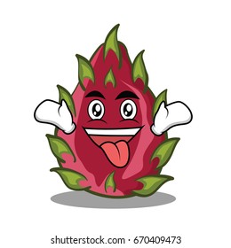 Crazy dragon fruit character cartoon vector illustration