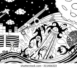 Crazy dreams in black and white