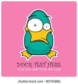 Crazy duck vector illustration. Place for your text.