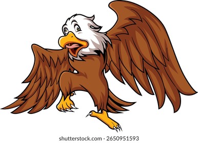 crazy eagle mascot is walking and flapping its wings to fly
