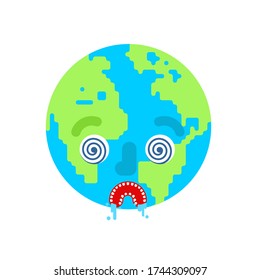 Crazy Earth isolated. Mad planet. vector illustration