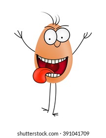 Crazy Easter egg with tongue vector symbol , icon  design. Spring illustration isolated on white background.