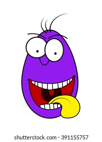 Crazy Easter egg with tongue vector symbol , icon  design. Spring illustration isolated on white background.