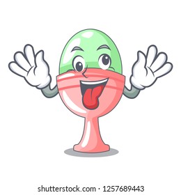 Crazy in egg cup isolated on character