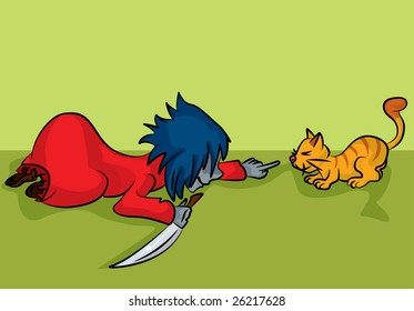 crazy emo girl with kitty