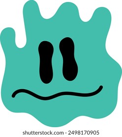 Crazy emoji in creative liquid style. Melted face