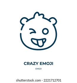 Crazy emoji icon. Linear vector illustration from emoji collection. Outline crazy emoji icon vector. Thin line symbol for use on web and mobile apps, logo, print media.