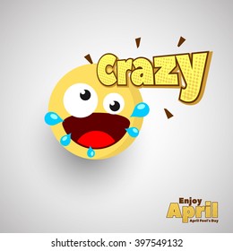 Crazy Emoticon For April Fools Day. Vector Illustration. Eps.10