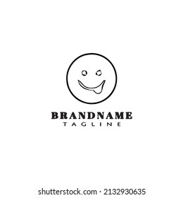 crazy emoticon cartoon logo template icon design black modern isolated vector illustration