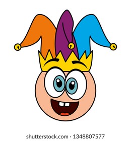 crazy emoticon face with jester hat fools day