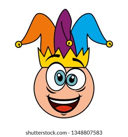 crazy emoticon face with jester hat fools day