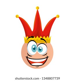 crazy emoticon face with jester hat fools day