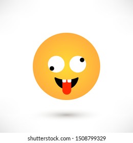Crazy emoticon isolated on white background. Emoji flat design for social media, web, print, apps. Vector illustration
