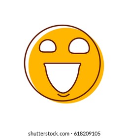 Crazy Emoticon vector. Big naughty and evil smile emoji icon