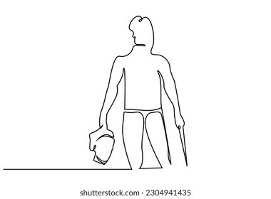 crazy evil dangerous person human head cut severed holding kill death line art