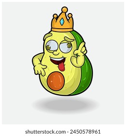 Crazy expression with Avocado Fruit Crown Mascot Character Cartoon. Vector Illustrations