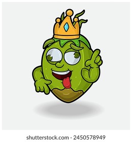 Crazy expression with Coconut Fruit Crown Mascot Character Cartoon. Vector Illustrations