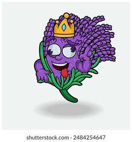 Crazy expression with  Lavender Crown Mascot Character Cartoon. Vector Illustrations
