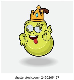 Crazy expression with Pear Fruit Crown Mascot Character Cartoon. Vector Illustrations