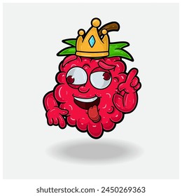Crazy expression with Raspberry Fruit Crown Mascot Character Cartoon. Vector Illustrations
