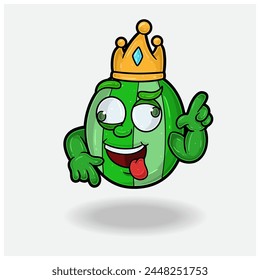 Crazy expression with Watermelon Fruit Crown Mascot Character Cartoon. Vector Illustrations