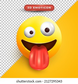 Crazy face 3d emoticon with tongue out