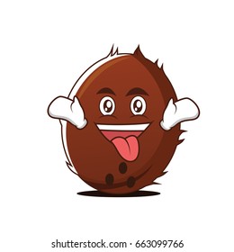 Crazy face coconut cartoon character vector art