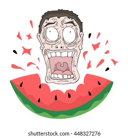 crazy face eating watermelon