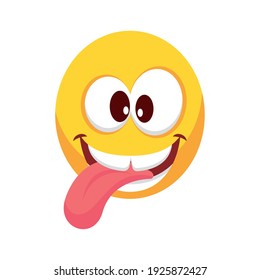 crazy face emoji with tongue out vector illustration design