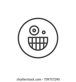 Crazy face emoticon line icon, outline vector sign, linear style pictogram isolated on white. Emoji smiley symbol, logo illustration. Editable stroke