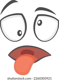 Crazy face expression. Cartoon emotion. Comic emoji