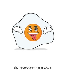 Crazy face fried egg cartoon character