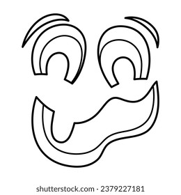 Crazy face of Jack Lantern Halloween pumpkin. Spooky hand drawn line icon. Autumn holiday decoration.