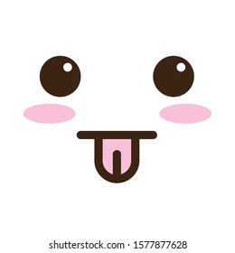 crazy face with tongue out kawaii comic character vector illustration design