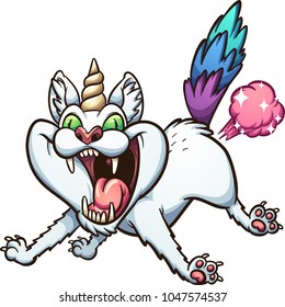 Crazy farting caticorn. Vector clip art illustration with simple gradients. All in a single layer. 
